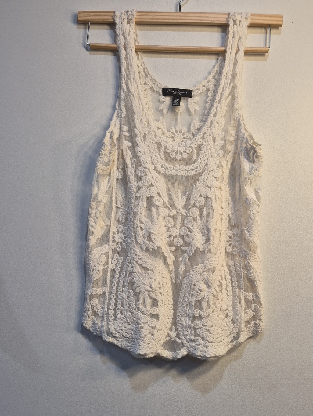 Streetwear Society Ivory Floral Crochet Tank